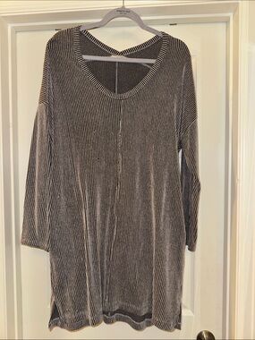 Lush Black and White Striped Scoop Neck Dress